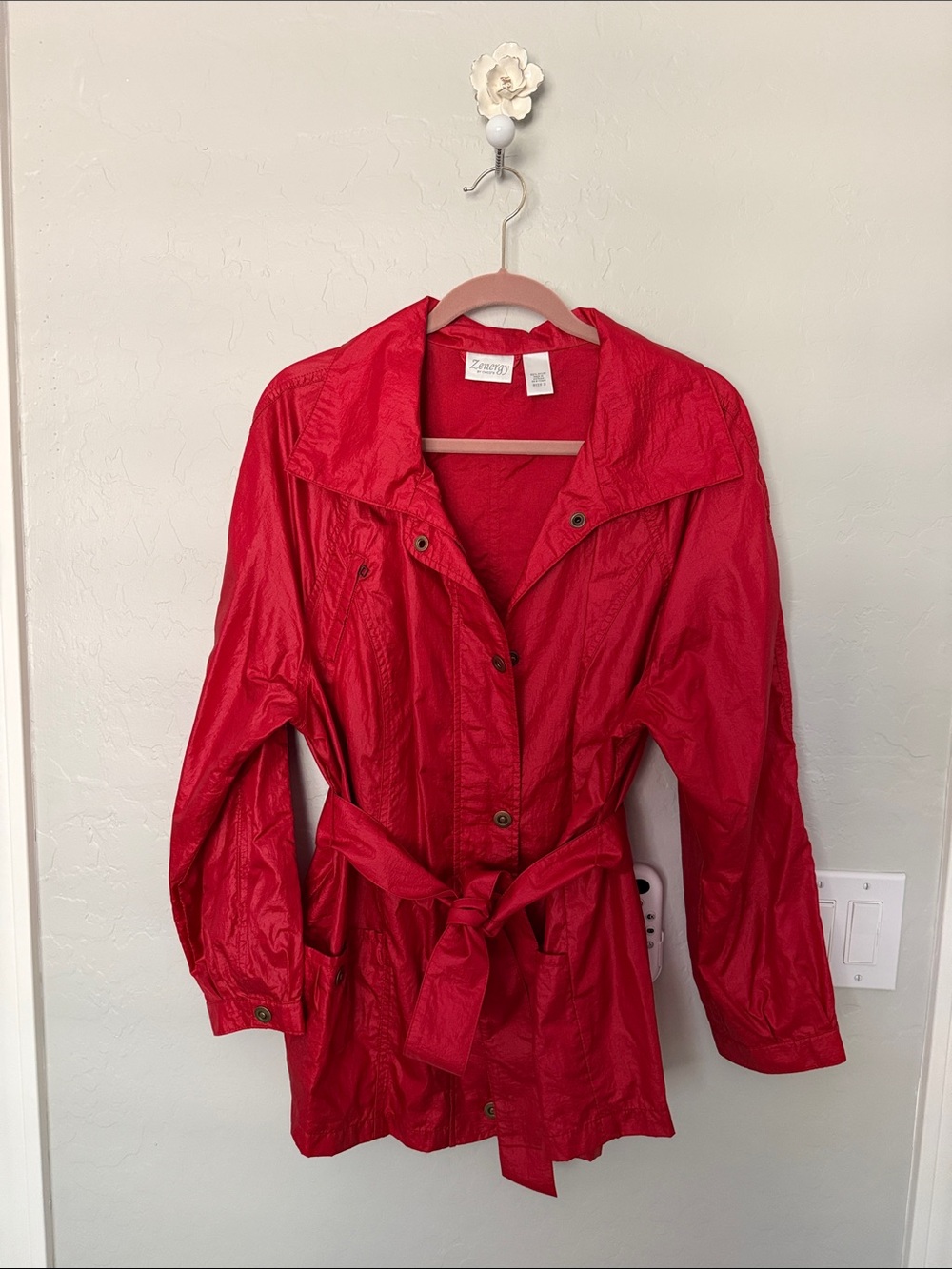 Zenner Women's Red Belted Trench Coat